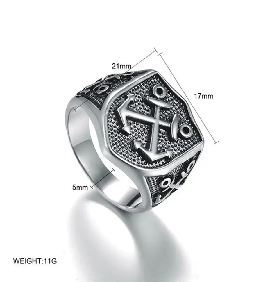 Anillo Militar Clásico Color Plata Acero Inoxidable Hombre 2