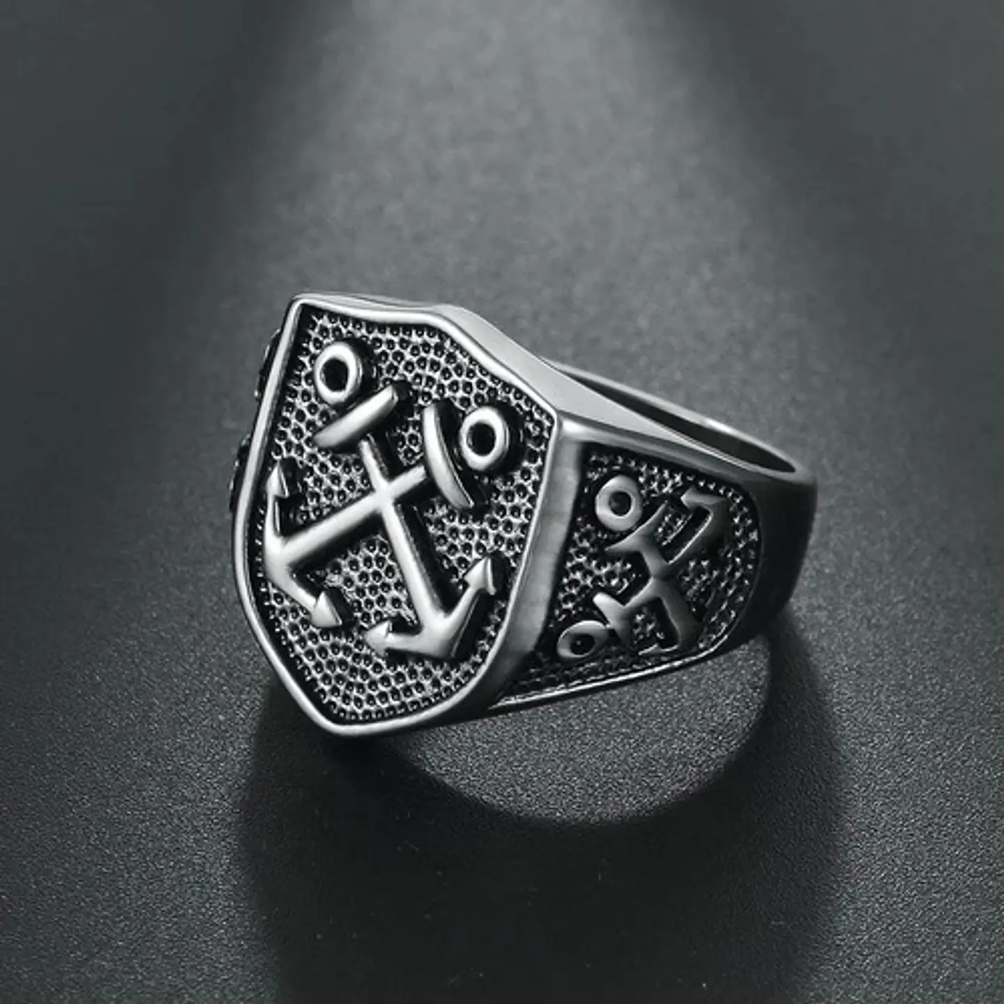 Anillo Militar Clásico Color Plata Acero Inoxidable Hombre 4