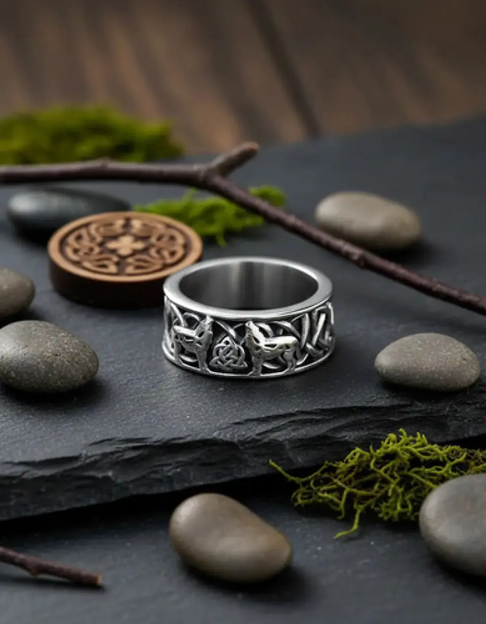 Anillo Vikingo Lobo Color Plata Acero Inoxidable Para Hombre 3