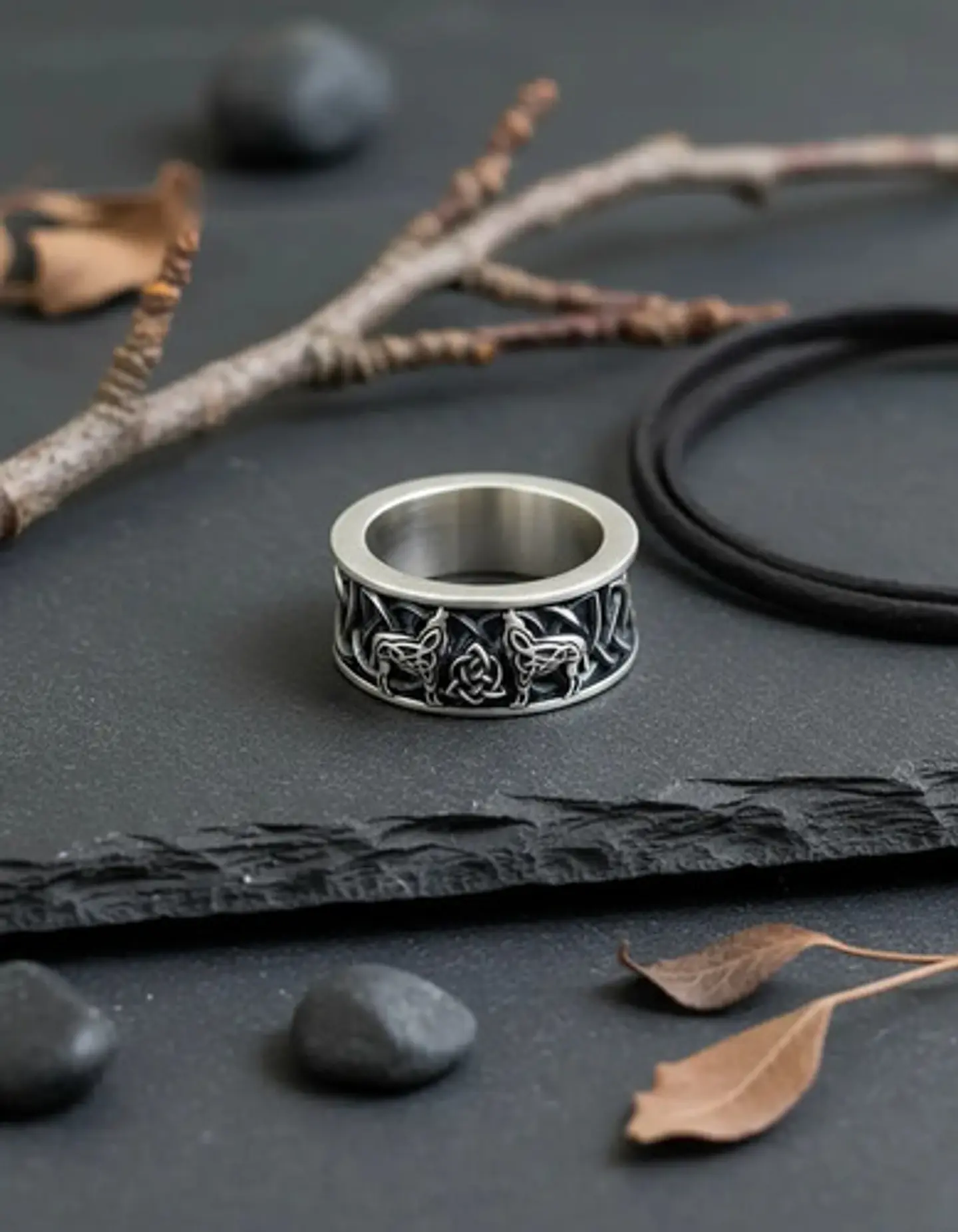 Anillo Vikingo Lobo Color Plata Acero Inoxidable Para Hombre 4