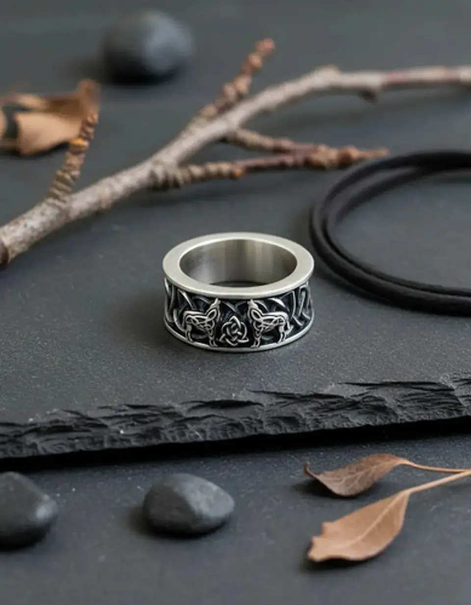 Anillo Vikingo Lobo Color Plata Acero Inoxidable Para Hombre 4