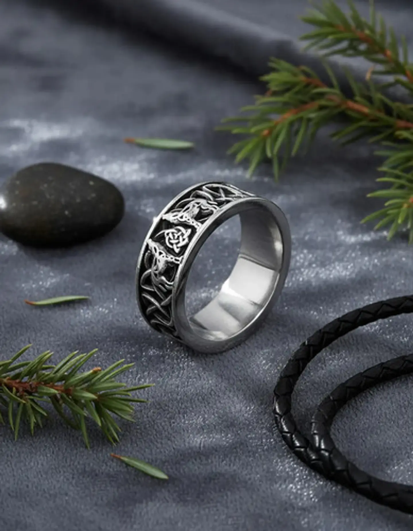 Anillo Vikingo Lobo Color Plata Acero Inoxidable Para Hombre 5