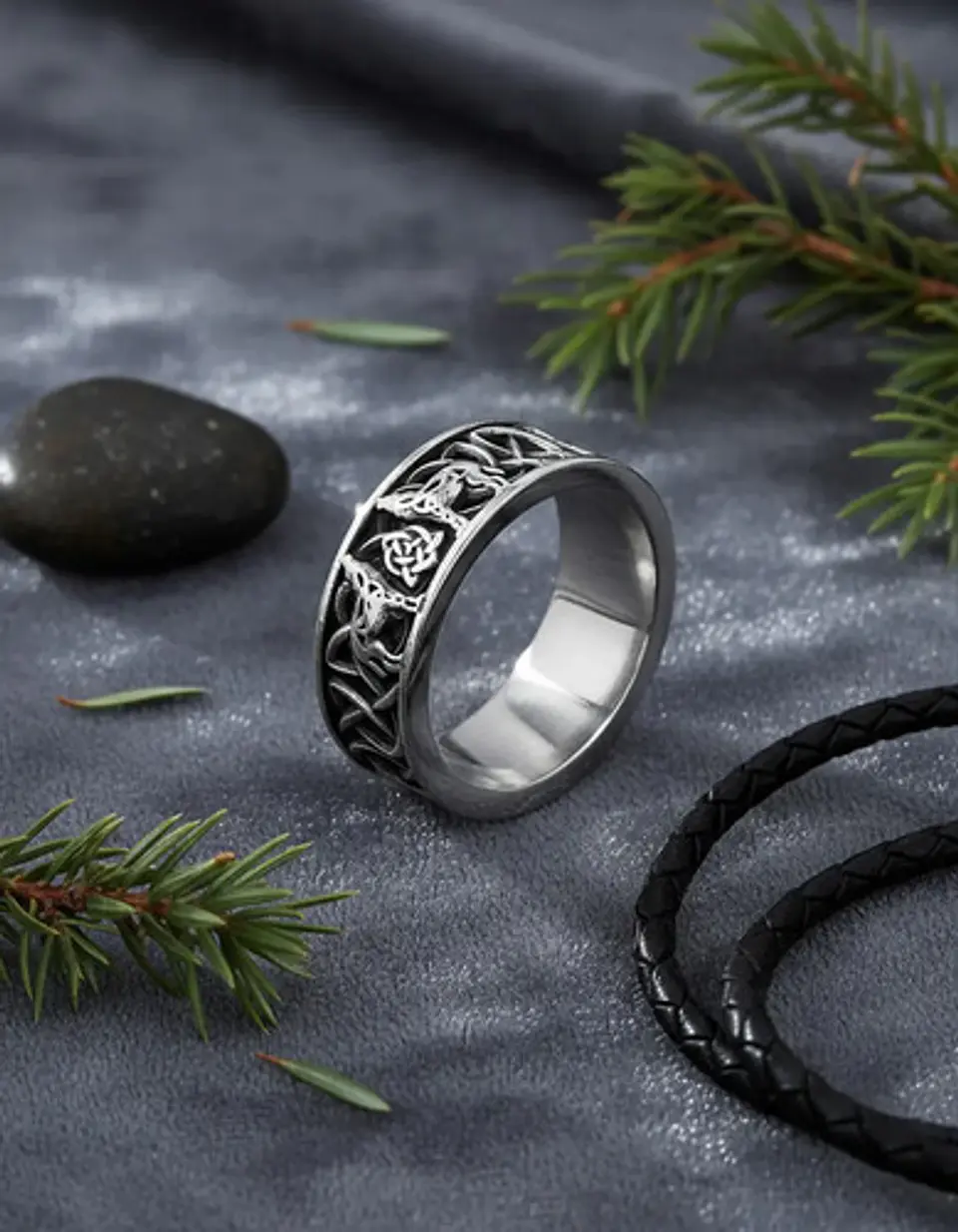 Anillo Vikingo Lobo Color Plata Acero Inoxidable Para Hombre 5