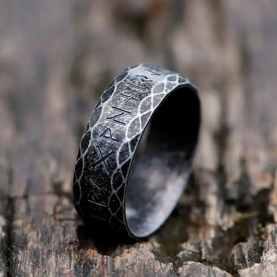 Anillo Clásico Vikingo Color Plata Acero Inoxidable Hombre 9