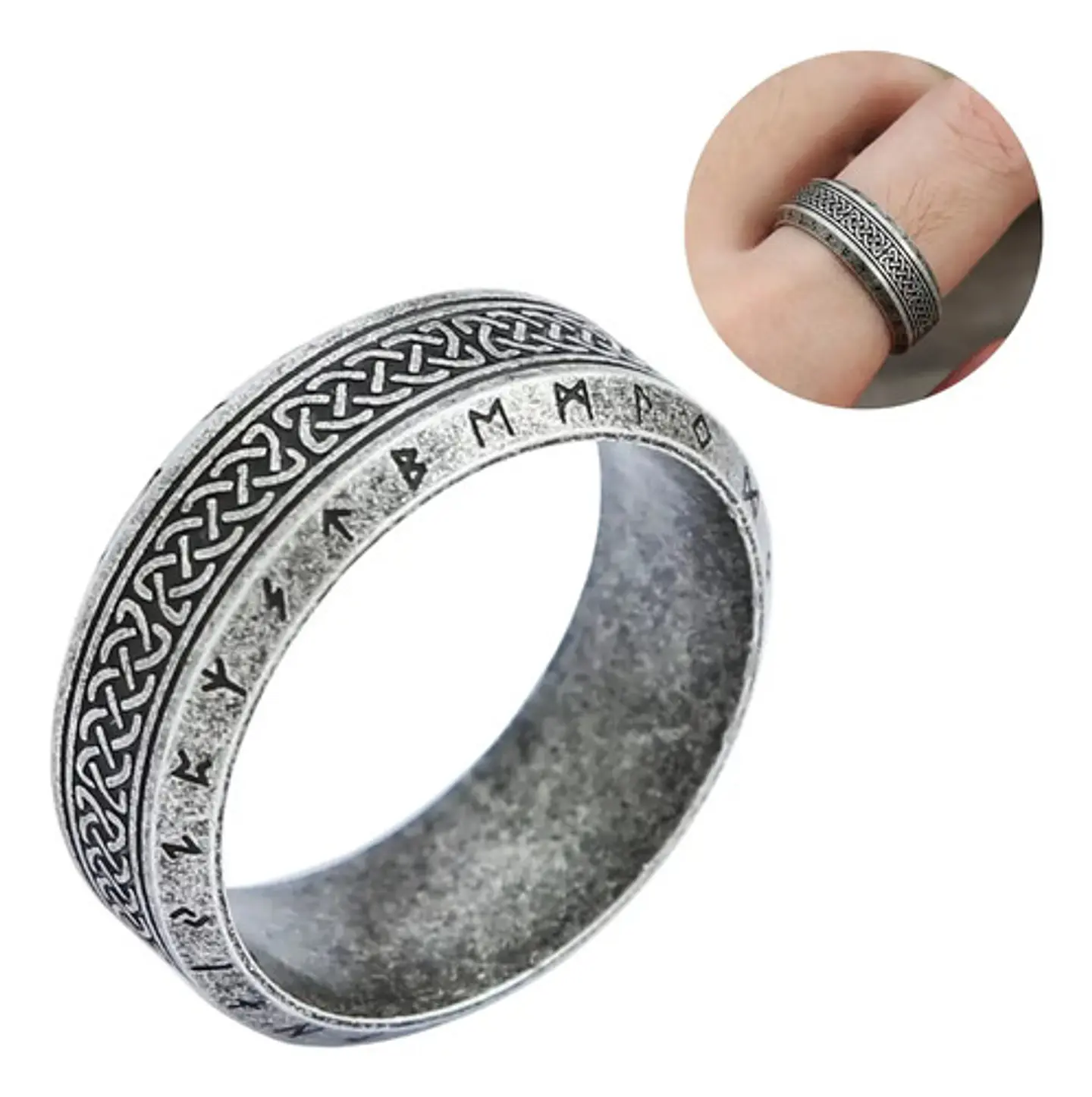 Anillo Clásico Vikingo Color Plata Acero Inoxidable Hombre 14