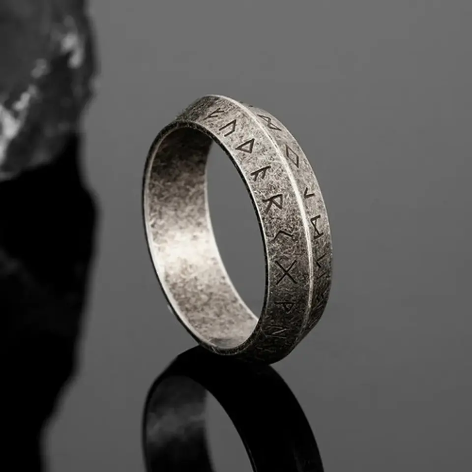 Anillo Clásico Vikingo Color Plata Acero Inoxidable Hombre 24