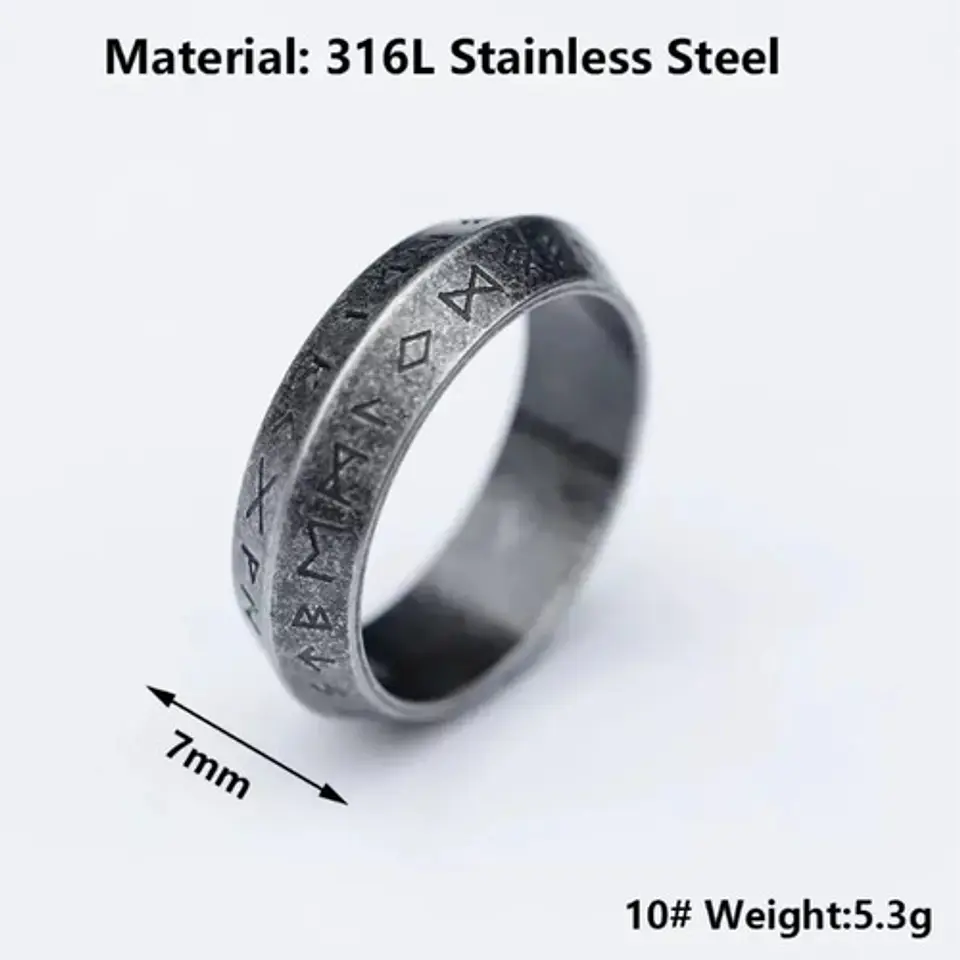 Anillo Clásico Vikingo Color Plata Acero Inoxidable Hombre 28