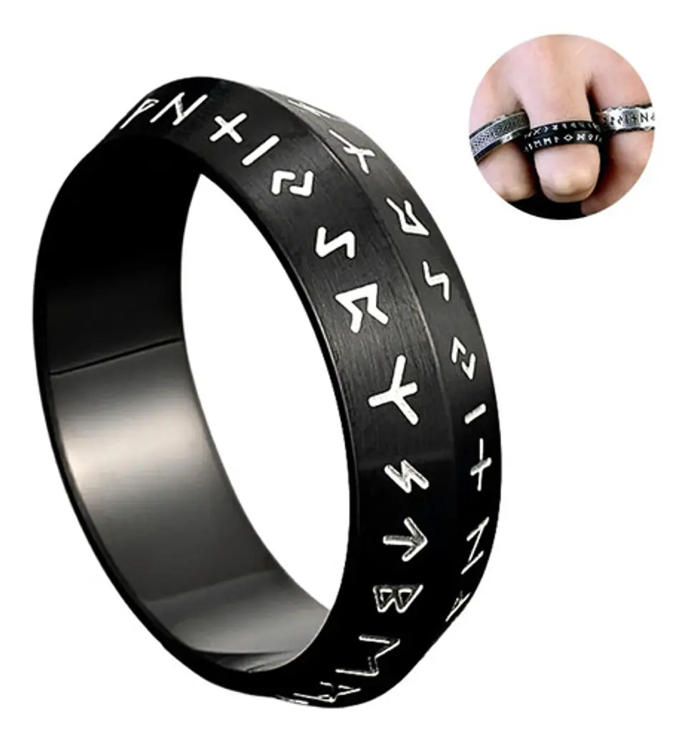 Anillo Clásico Vikingo Color Plata Acero Inoxidable Hombre 30