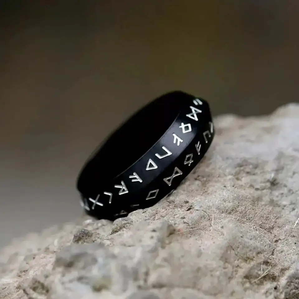 Anillo Clásico Vikingo Color Plata Acero Inoxidable Hombre 36