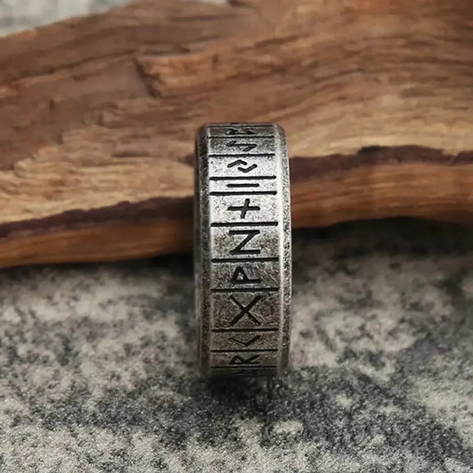 Anillo Clásico Vikingo Color Plata Acero Inoxidable Hombre 43