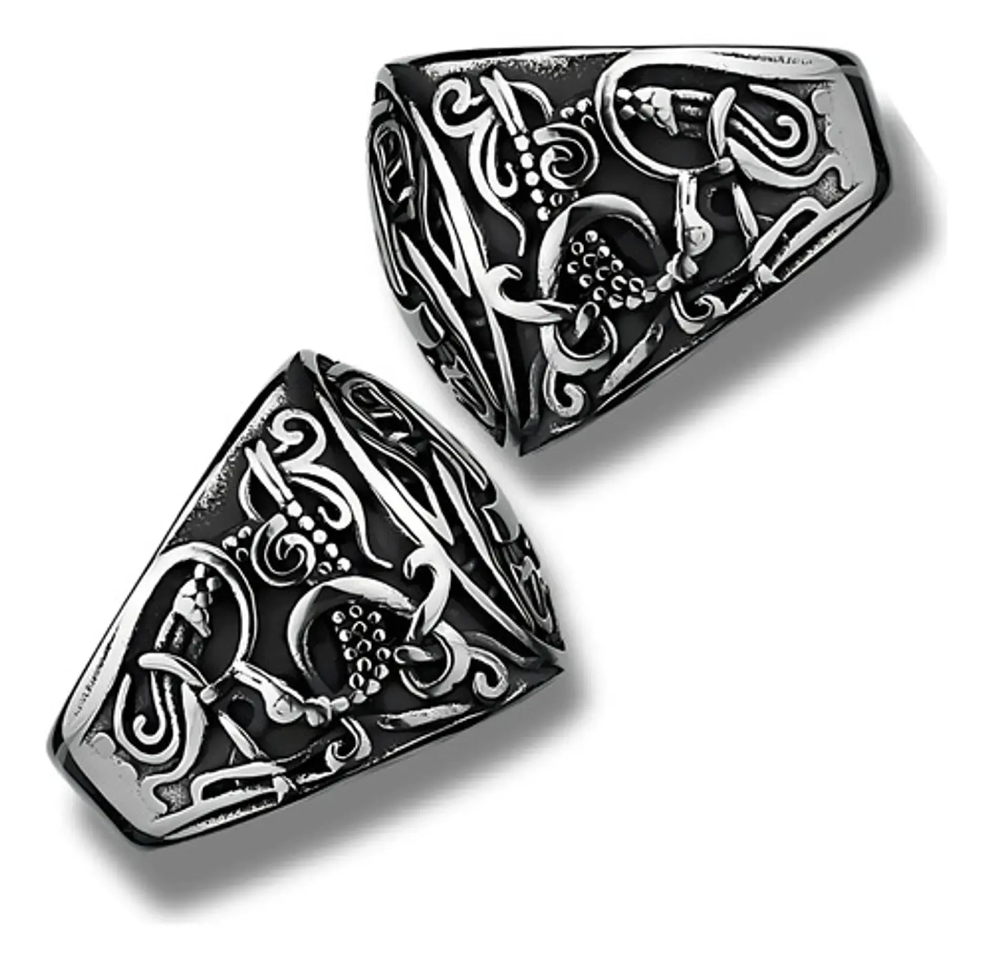  Anillo Vikingo Nudo Dragón Plateado Acero Inoxidable Hombre 3