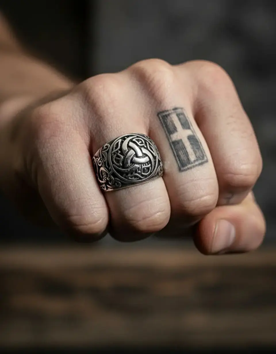  Anillo Vikingo Nudo Dragón Plateado Acero Inoxidable Hombre 4