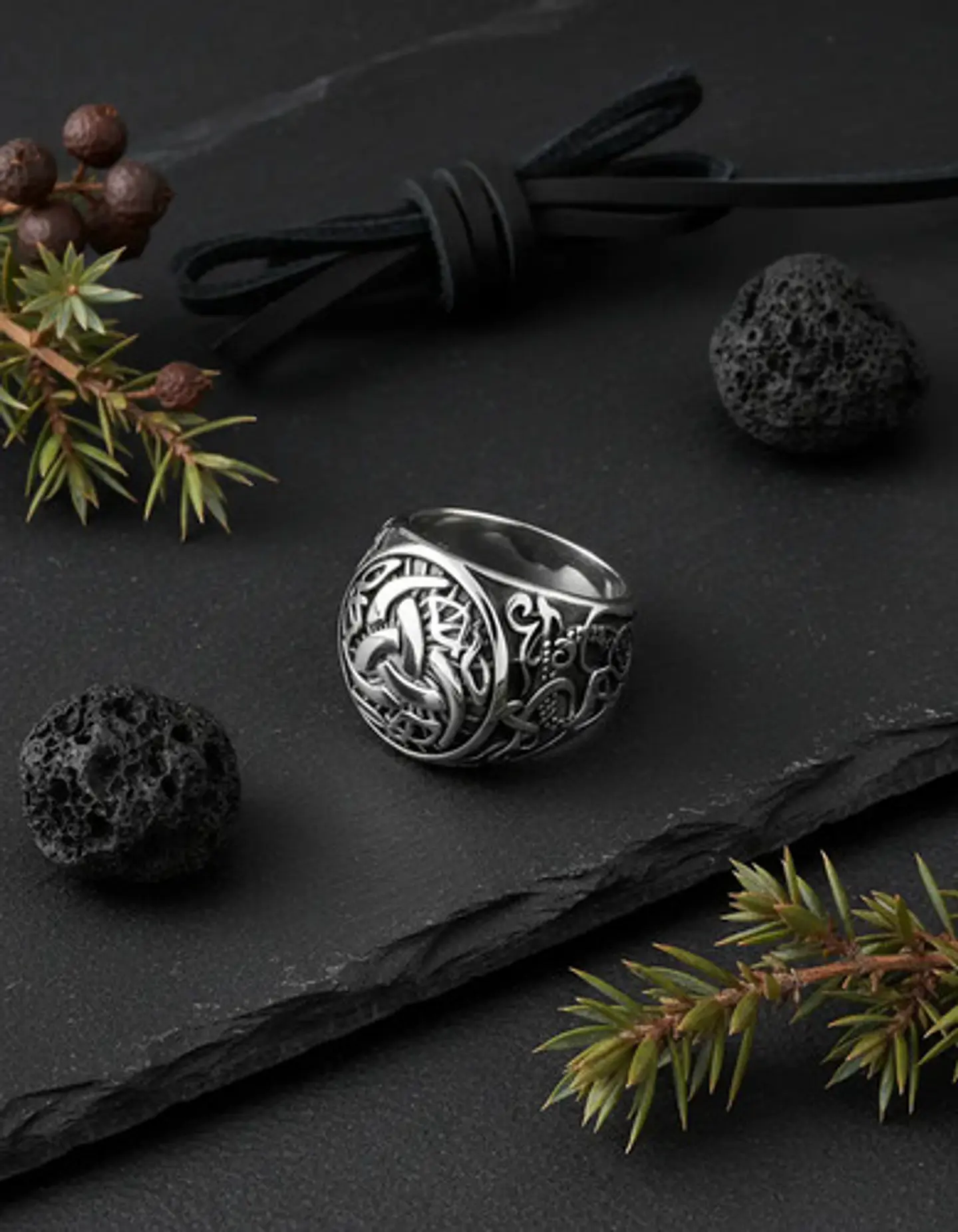  Anillo Vikingo Nudo Dragón Plateado Acero Inoxidable Hombre 5