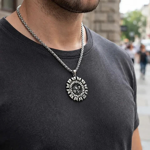 Collar Vikingo Acero Para Hombre Dije Yggdrasil Árbol Vida