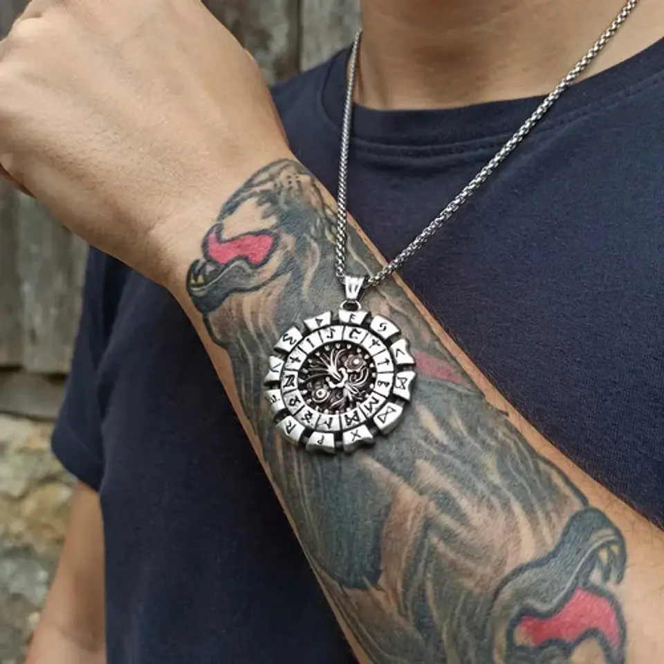 Collar Vikingo Acero Para Hombre Dije Yggdrasil Árbol Vida 3