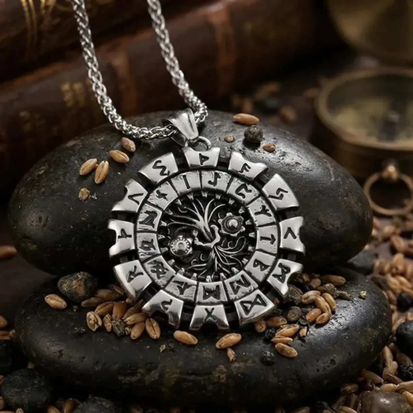 Collar Vikingo Acero Para Hombre Dije Yggdrasil Árbol Vida 9