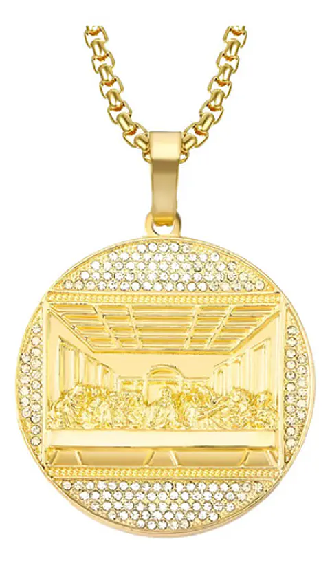 Collar Dije Última Cena Dorado Acero Inoxidable Para Hombre Dorado