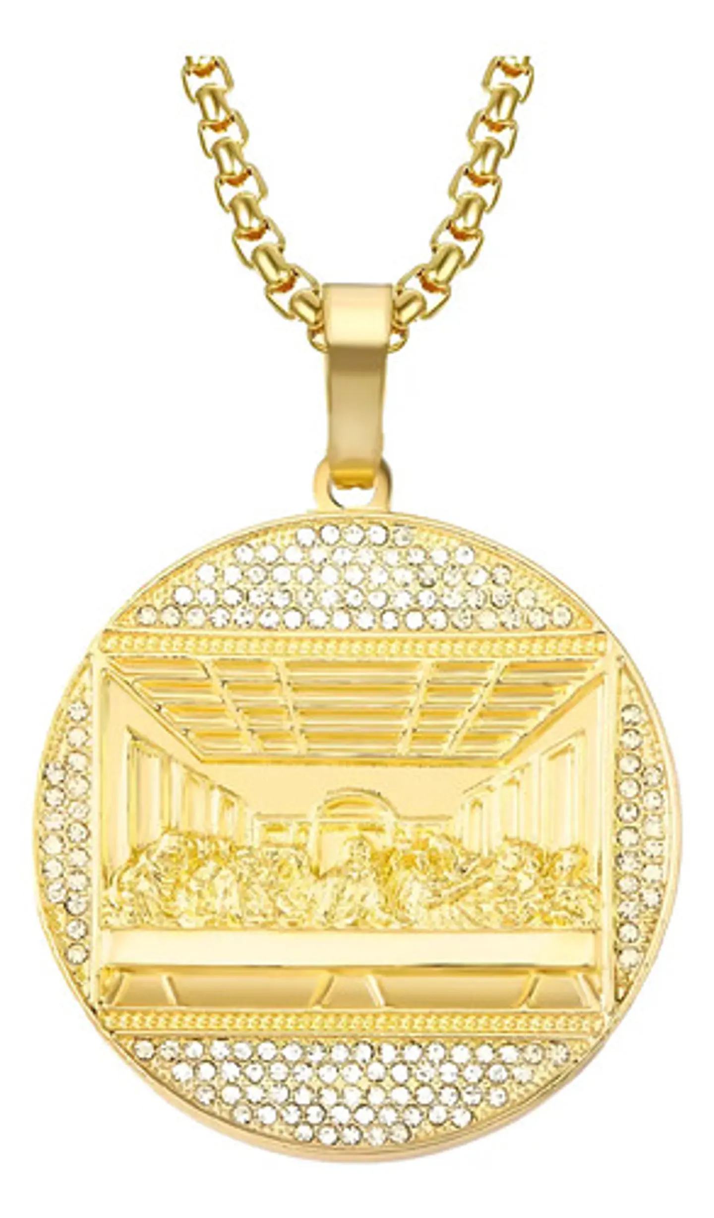 Collar Dije Última Cena Dorado Acero Inoxidable Para Hombre Dorado 1