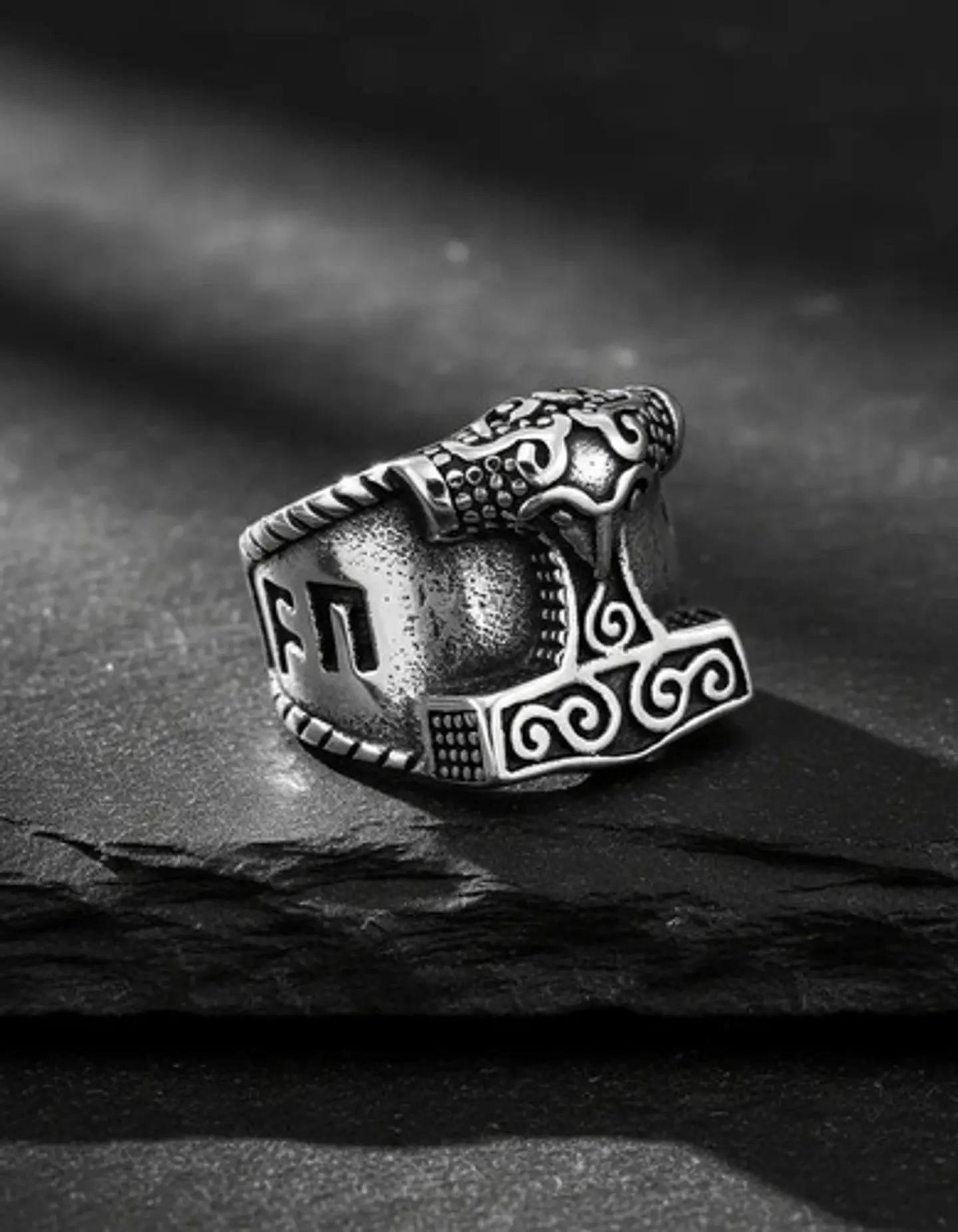 Anillo Para Hombres Vikingo Mjolnir Thor Nórdico Runas Acero 4