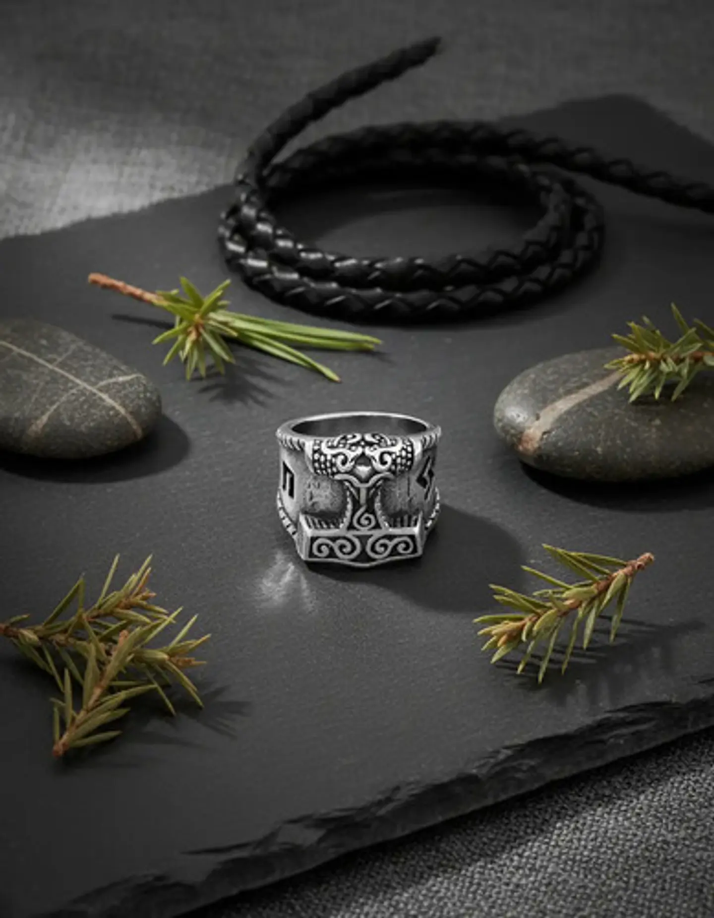 Anillo Para Hombres Vikingo Mjolnir Thor Nórdico Runas Acero 6