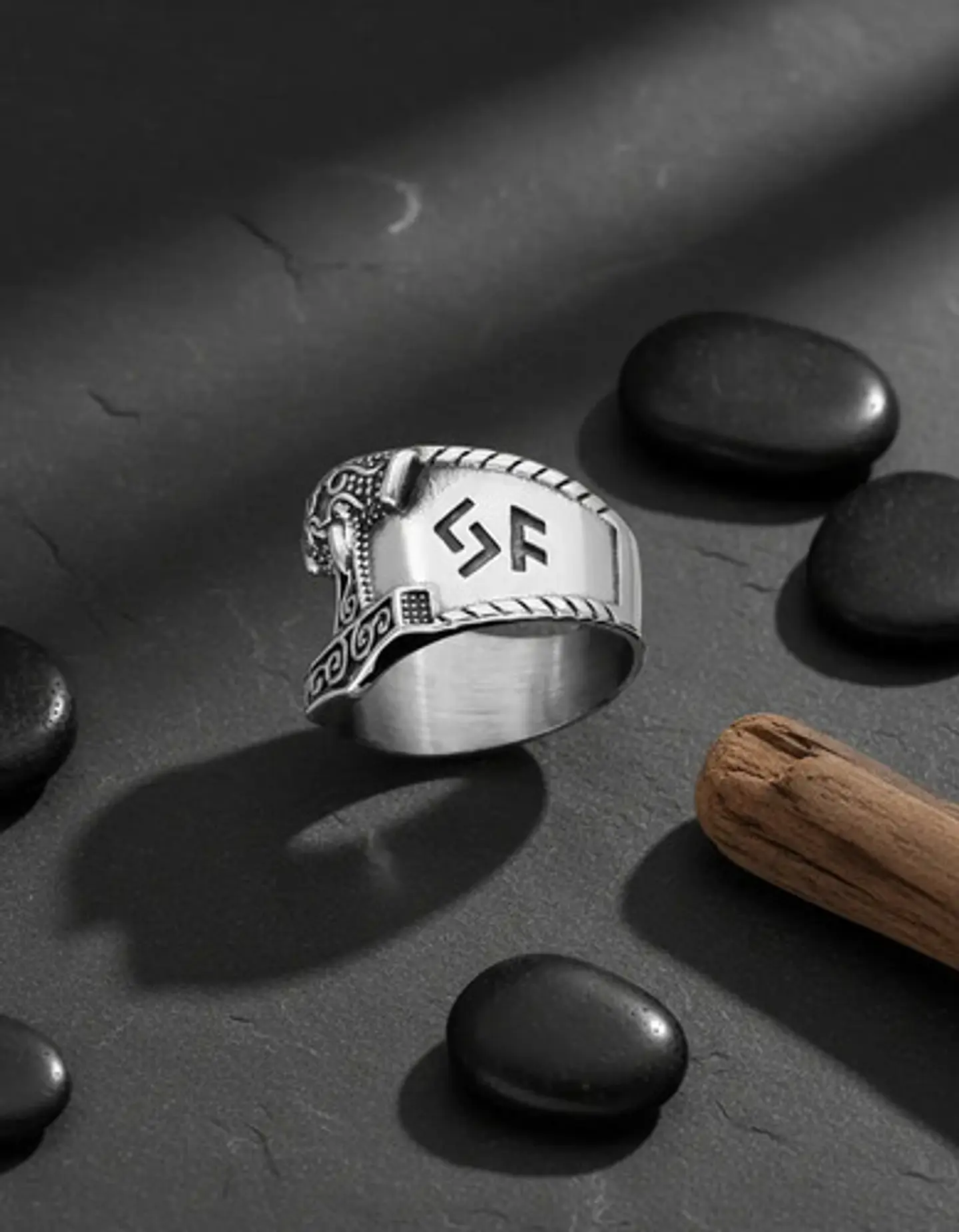 Anillo Para Hombres Vikingo Mjolnir Thor Nórdico Runas Acero 7