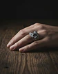 Anillo Para Hombres Vikingo Mjolnir Thor Nórdico Runas Acero - Miniatura 9