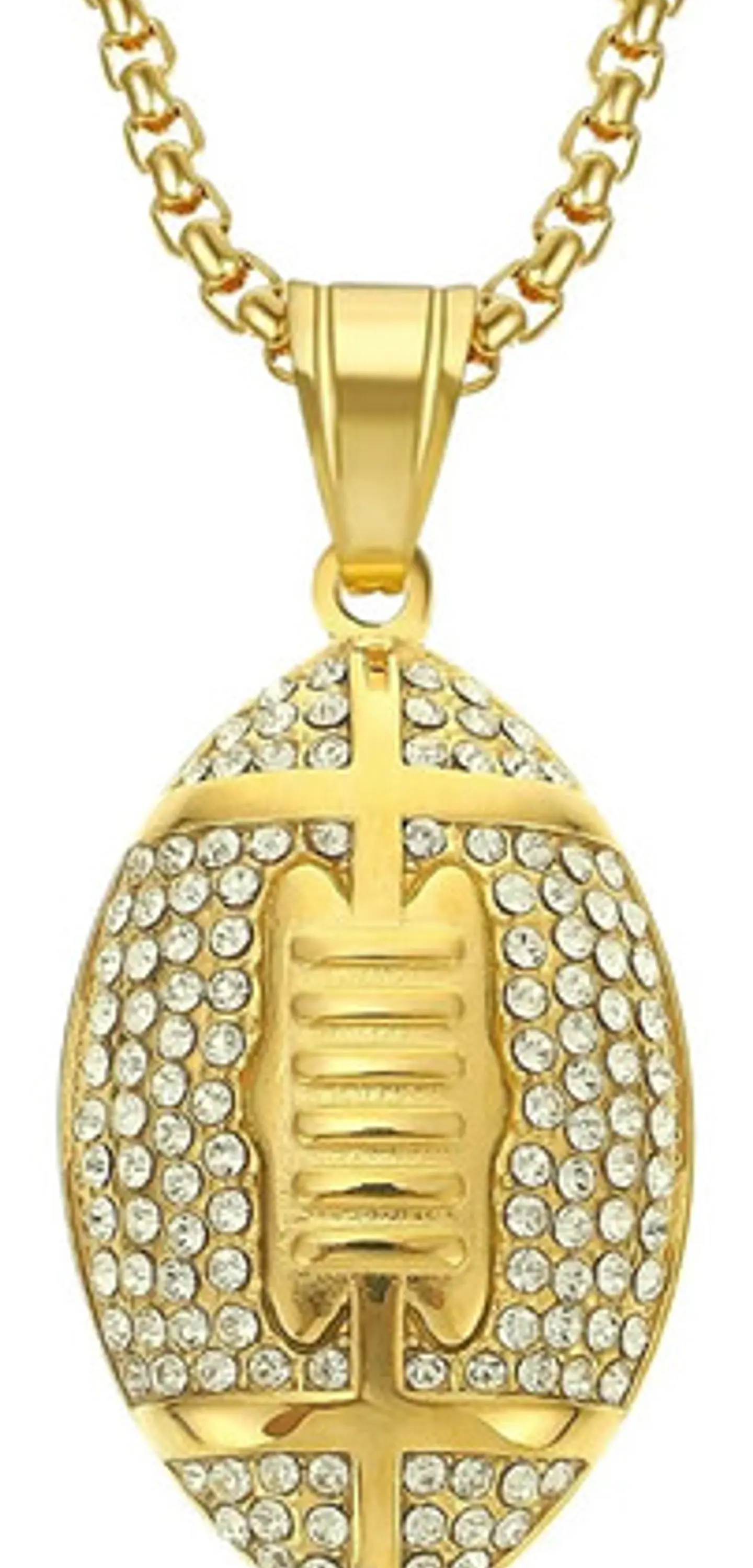 Collar Balon Futbol Americano Dorado Acero Inoxidable Hombre 1
