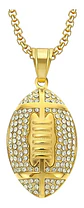 Collar Balon Futbol Americano Dorado Acero Inoxidable Hombre - Miniatura 1