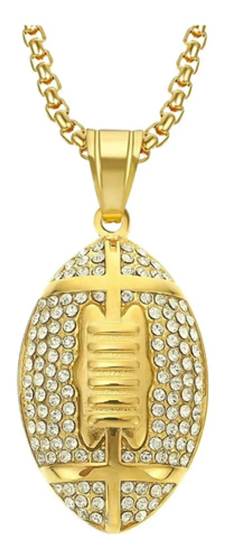 Collar Balon Futbol Americano Dorado Acero Inoxidable Hombre 1