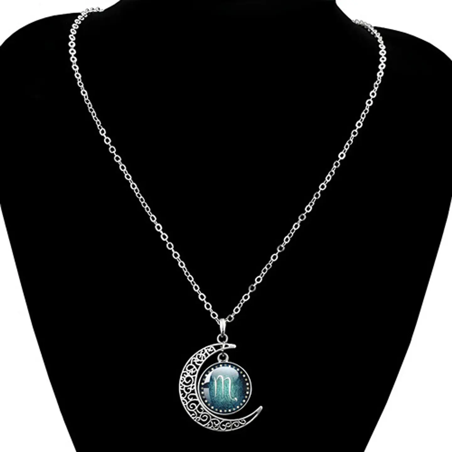 Collar Para Mujer Dije Cabujon Cristal Luna Signos Zodiacal 2