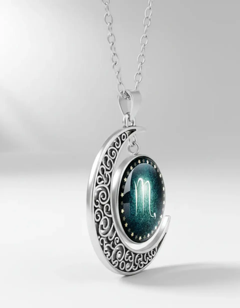 Collar Para Mujer Dije Cabujon Cristal Luna Signos Zodiacal 3