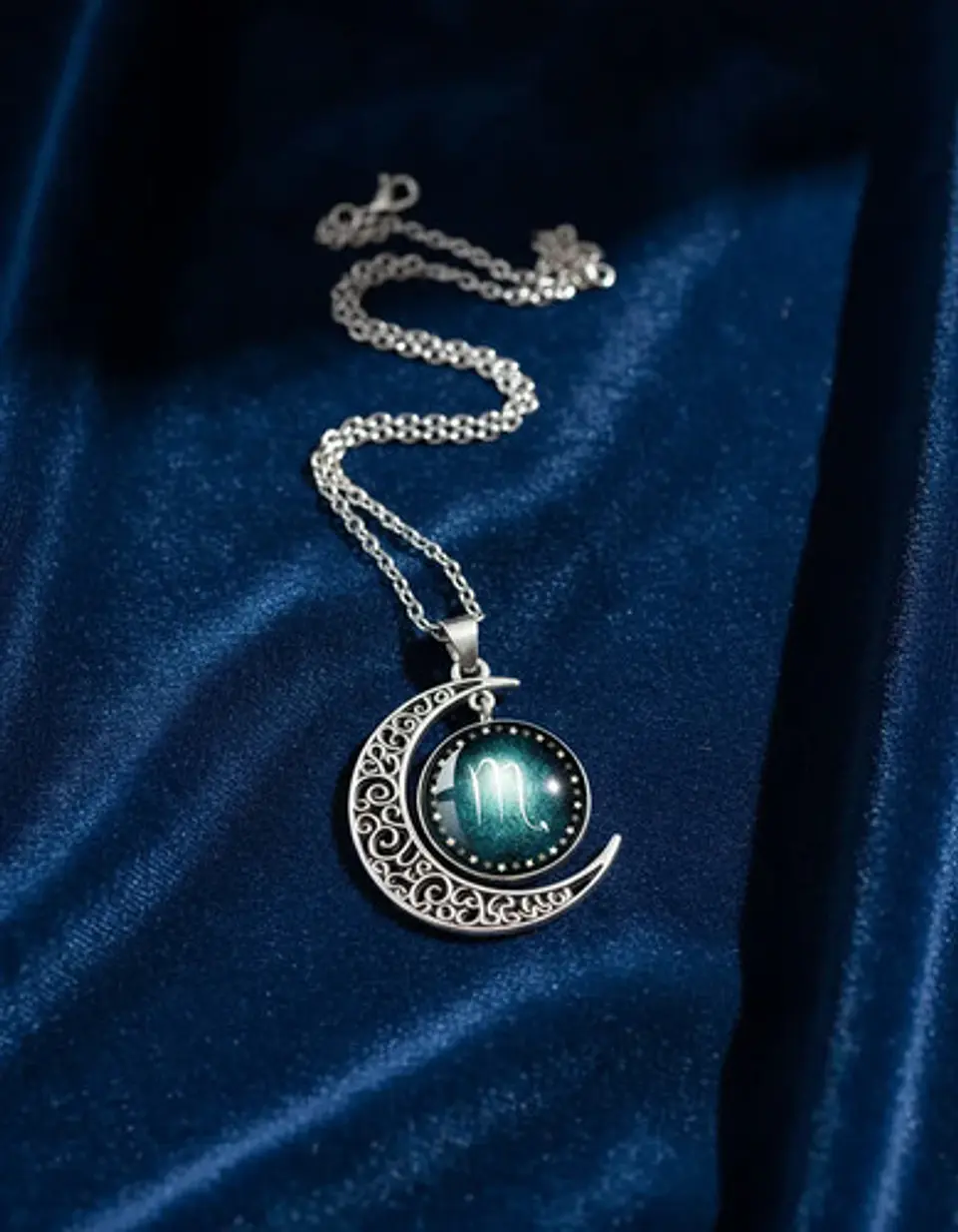 Collar Para Mujer Dije Cabujon Cristal Luna Signos Zodiacal 6