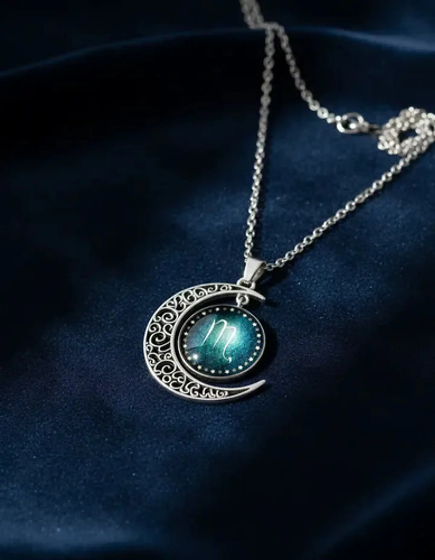 Collar Para Mujer Dije Cabujon Cristal Luna Signos Zodiacal 7