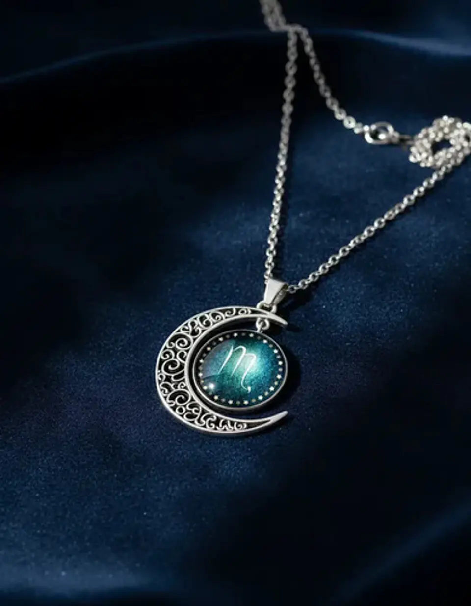 Collar Para Mujer Dije Cabujon Cristal Luna Signos Zodiacal 7