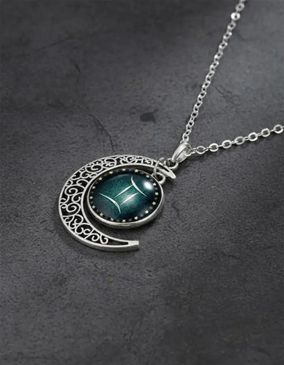 Collar Para Mujer Dije Cabujon Cristal Luna Signos Zodiacal 17