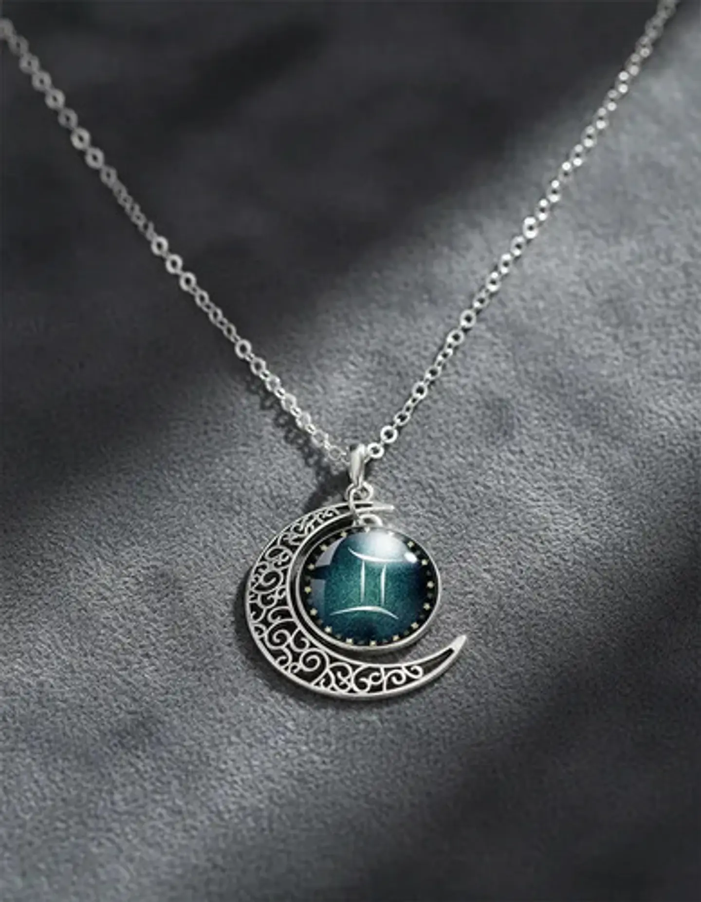 Collar Para Mujer Dije Cabujon Cristal Luna Signos Zodiacal 18