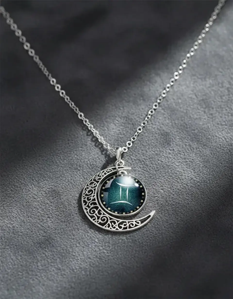 Collar Para Mujer Dije Cabujon Cristal Luna Signos Zodiacal 18