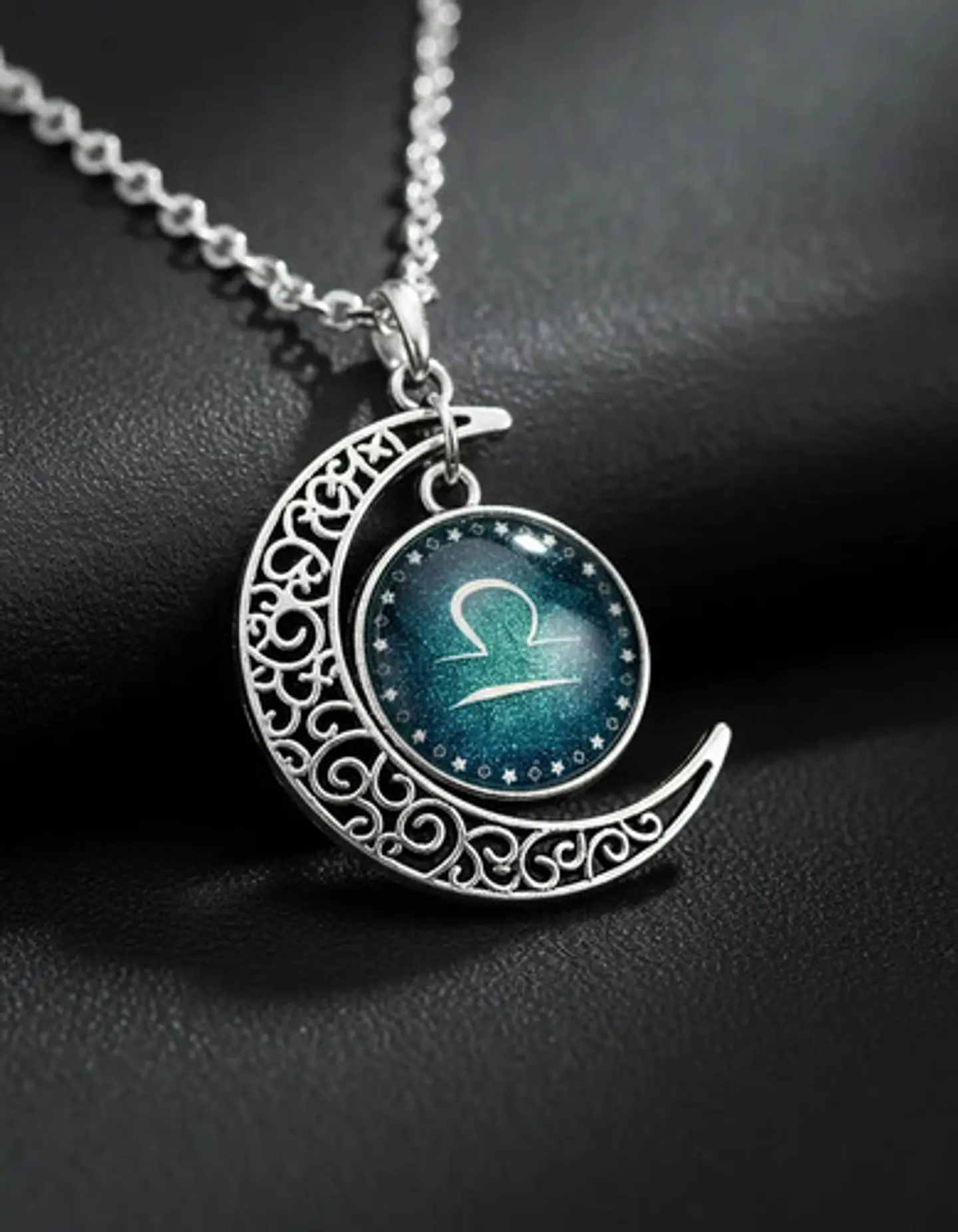 Collar Para Mujer Dije Cabujon Cristal Luna Signos Zodiacal 33