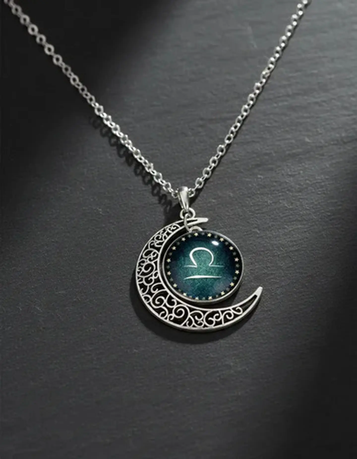 Collar Para Mujer Dije Cabujon Cristal Luna Signos Zodiacal 34
