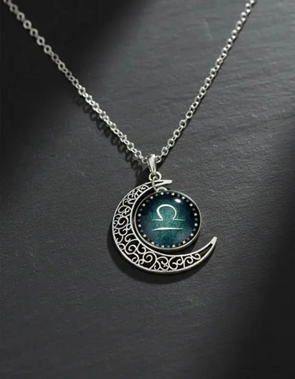 Collar Para Mujer Dije Cabujon Cristal Luna Signos Zodiacal 34