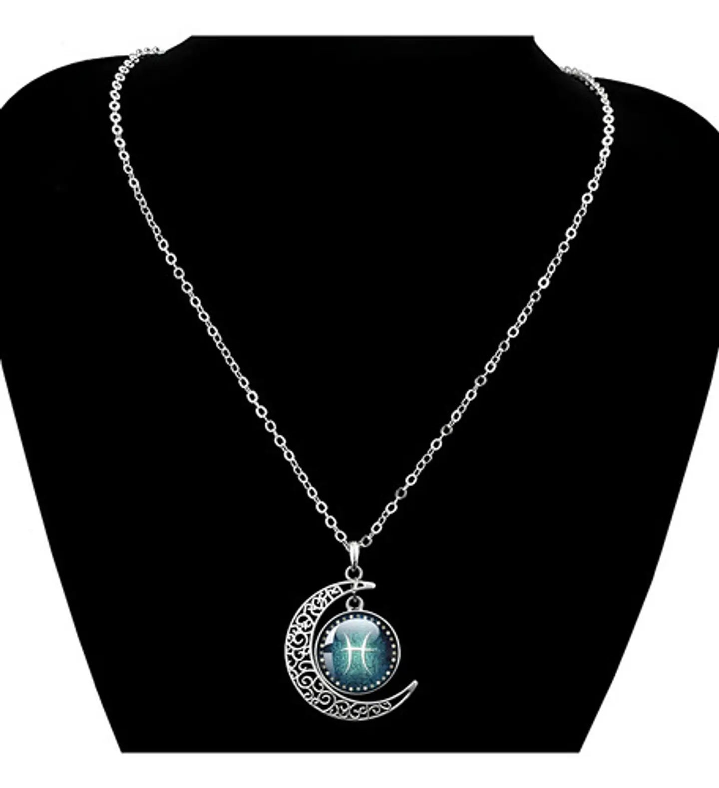 Collar Para Mujer Dije Cabujon Cristal Luna Signos Zodiacal 46