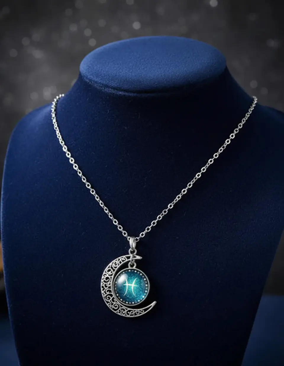Collar Para Mujer Dije Cabujon Cristal Luna Signos Zodiacal 49