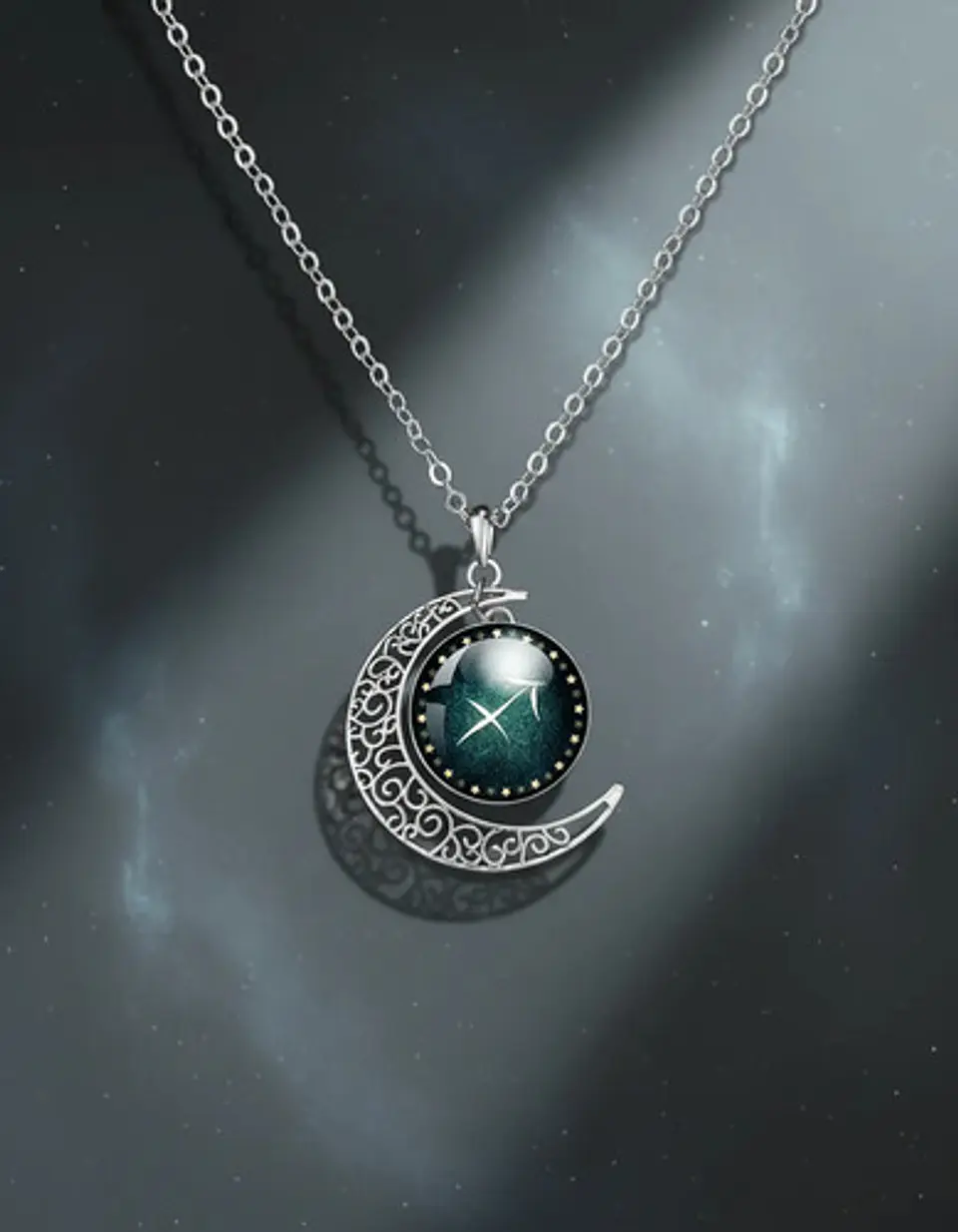 Collar Para Mujer Dije Cabujon Cristal Luna Signos Zodiacal 59