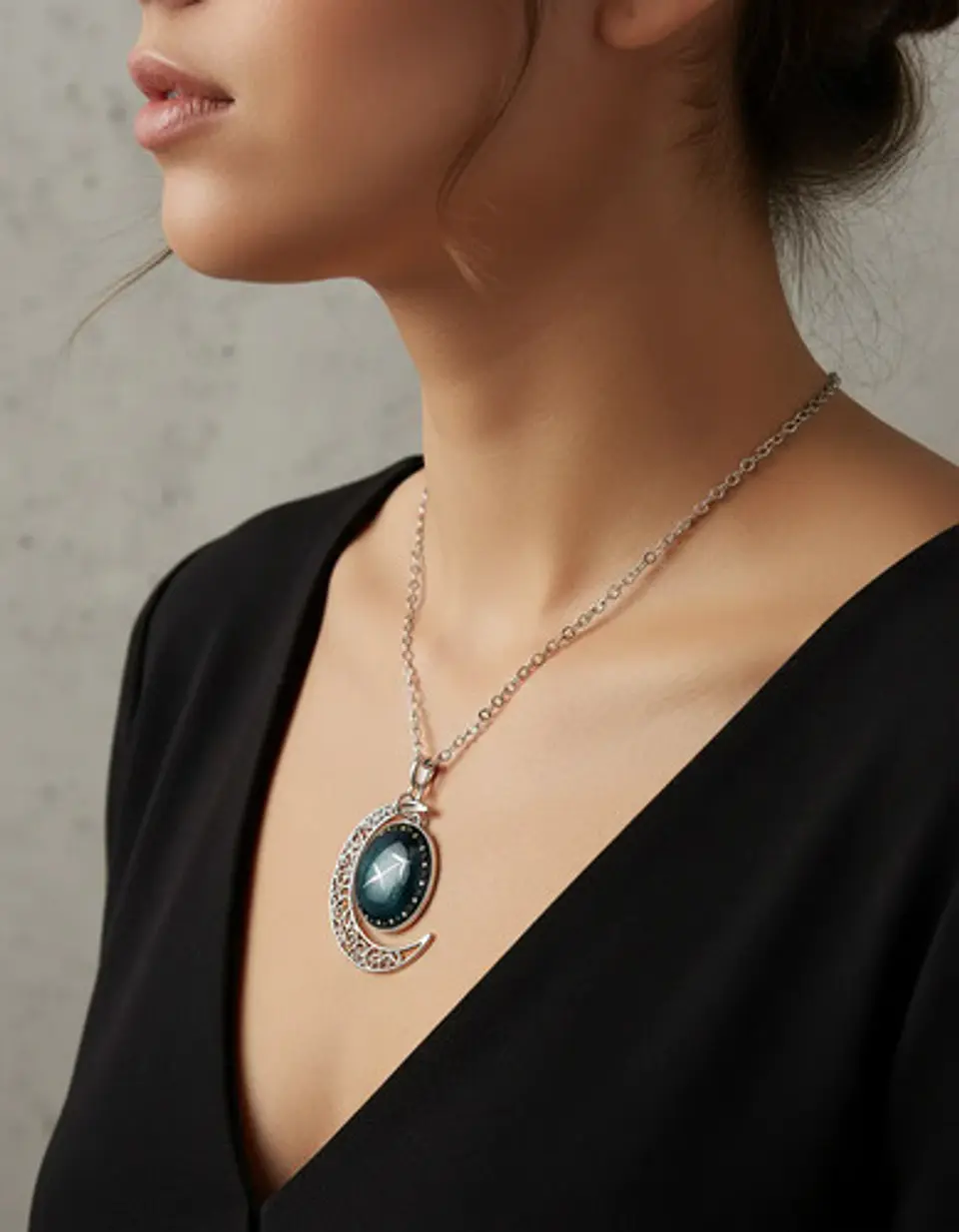 Collar Para Mujer Dije Cabujon Cristal Luna Signos Zodiacal 60