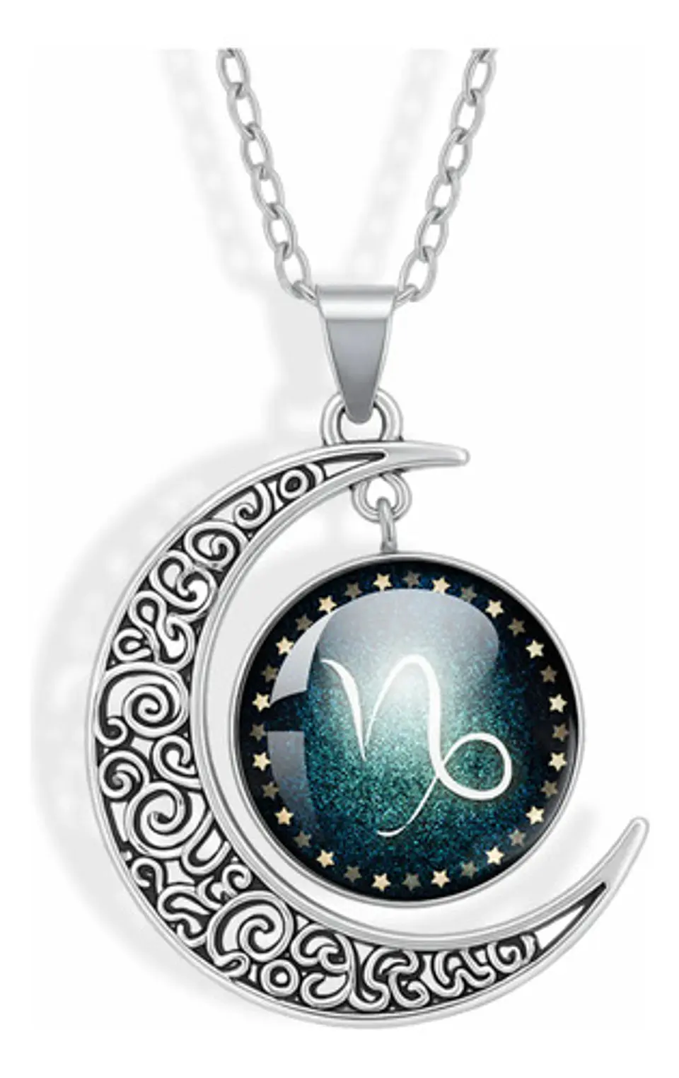 Collar Para Mujer Dije Cabujon Cristal Luna Signos Zodiacal 61