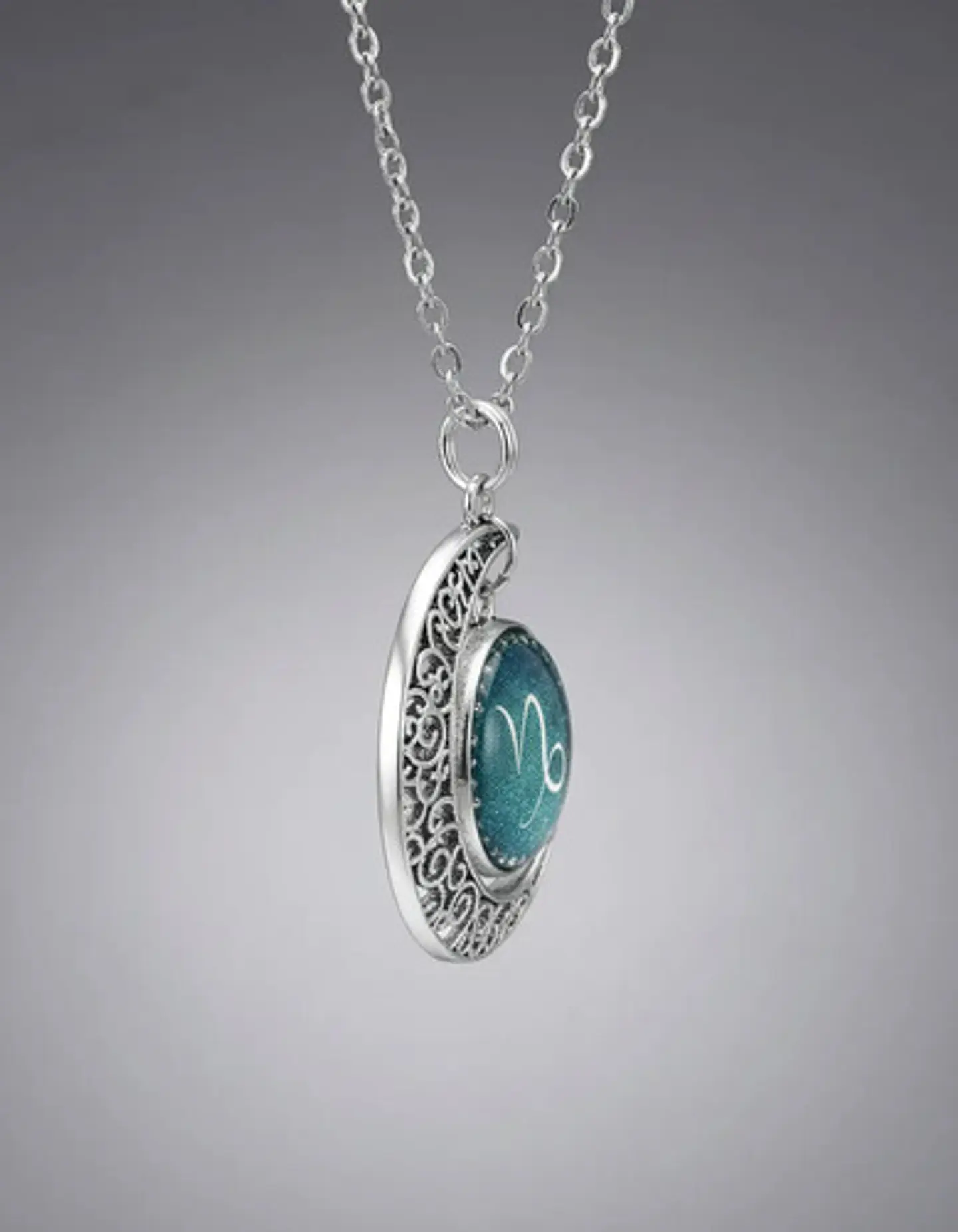 Collar Para Mujer Dije Cabujon Cristal Luna Signos Zodiacal 64