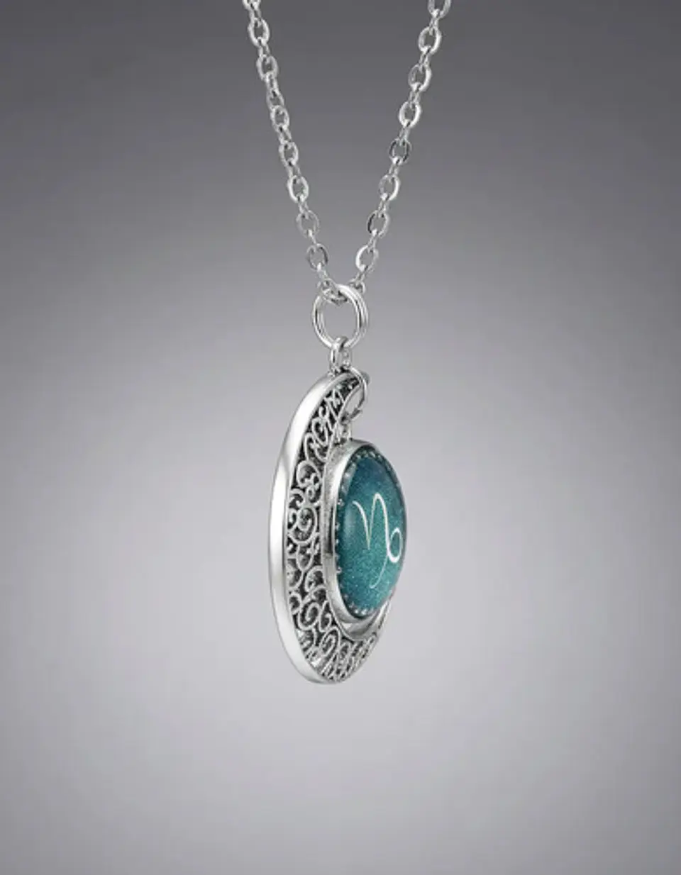 Collar Para Mujer Dije Cabujon Cristal Luna Signos Zodiacal 64