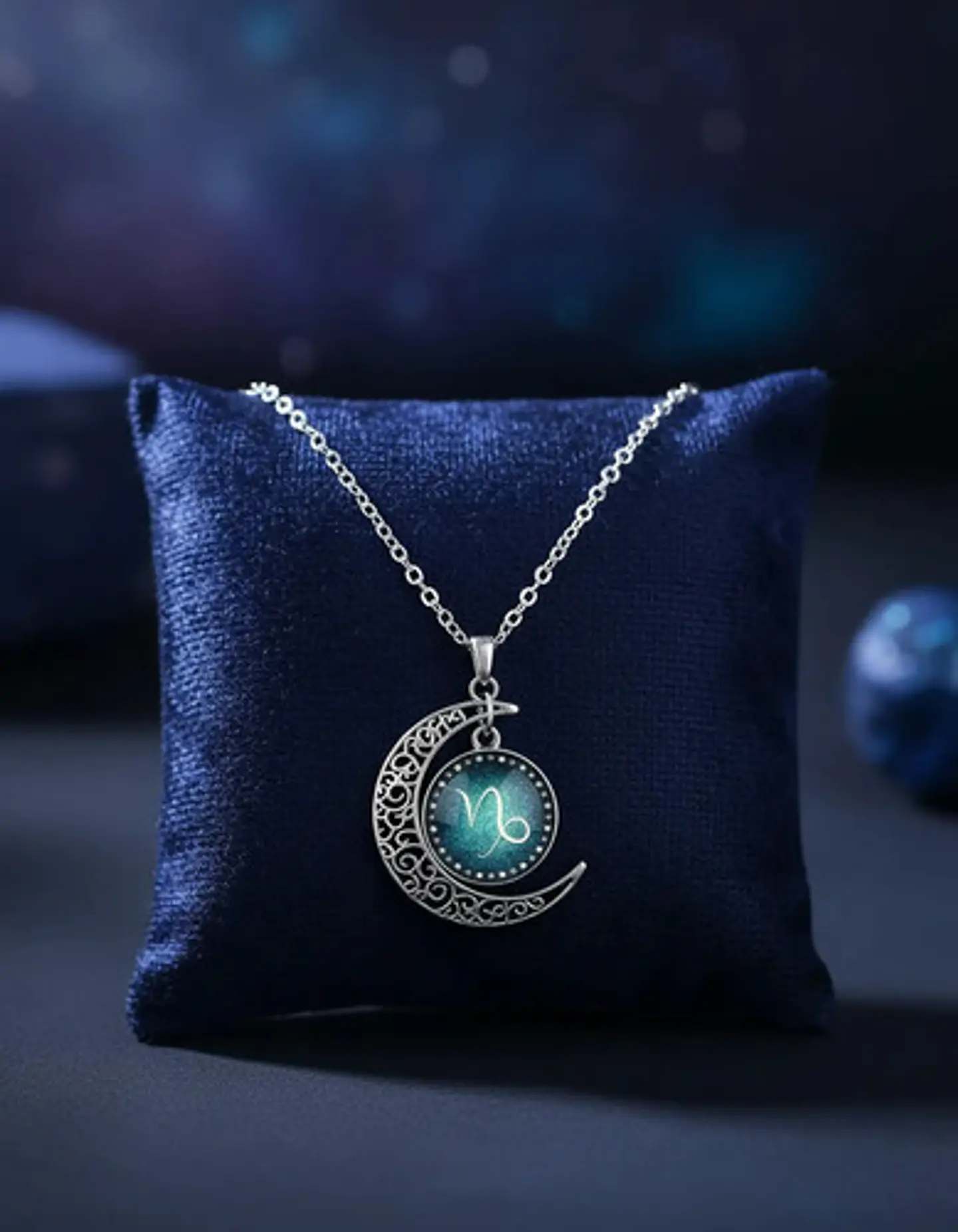 Collar Para Mujer Dije Cabujon Cristal Luna Signos Zodiacal 67