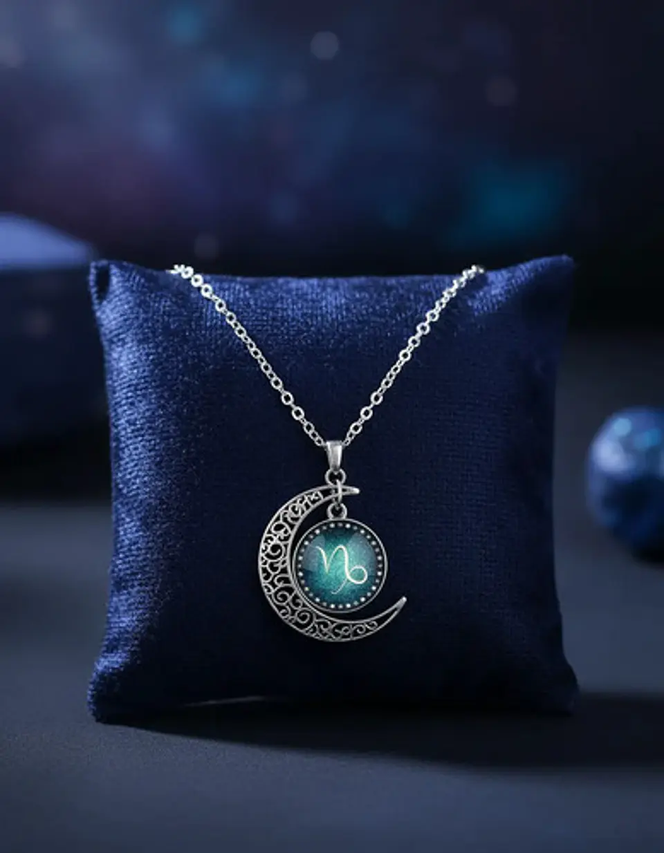 Collar Para Mujer Dije Cabujon Cristal Luna Signos Zodiacal 67