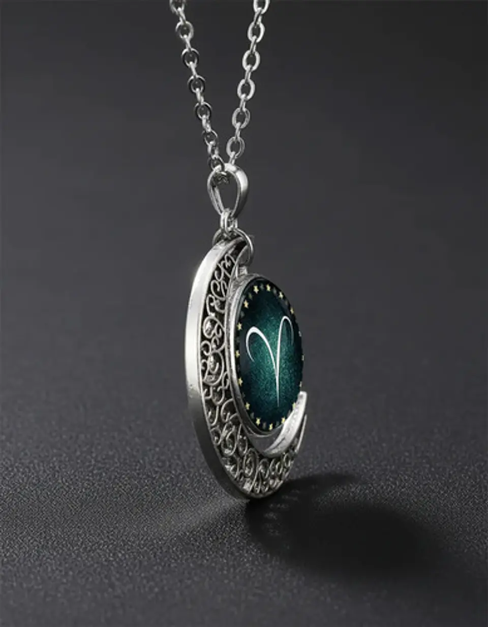 Collar Para Mujer Dije Cabujon Cristal Luna Signos Zodiacal 76